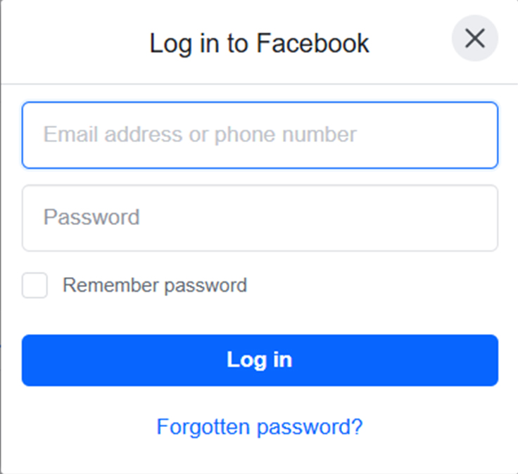 Log in to Facebook